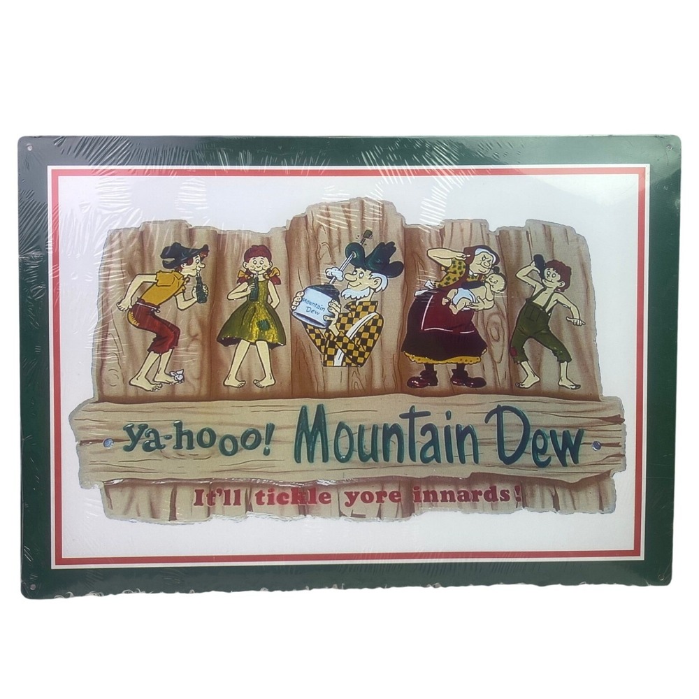 Mountain Dew Metal Sign Ya Hoo It'll Tickle‎ Yore Innards Vintage Style